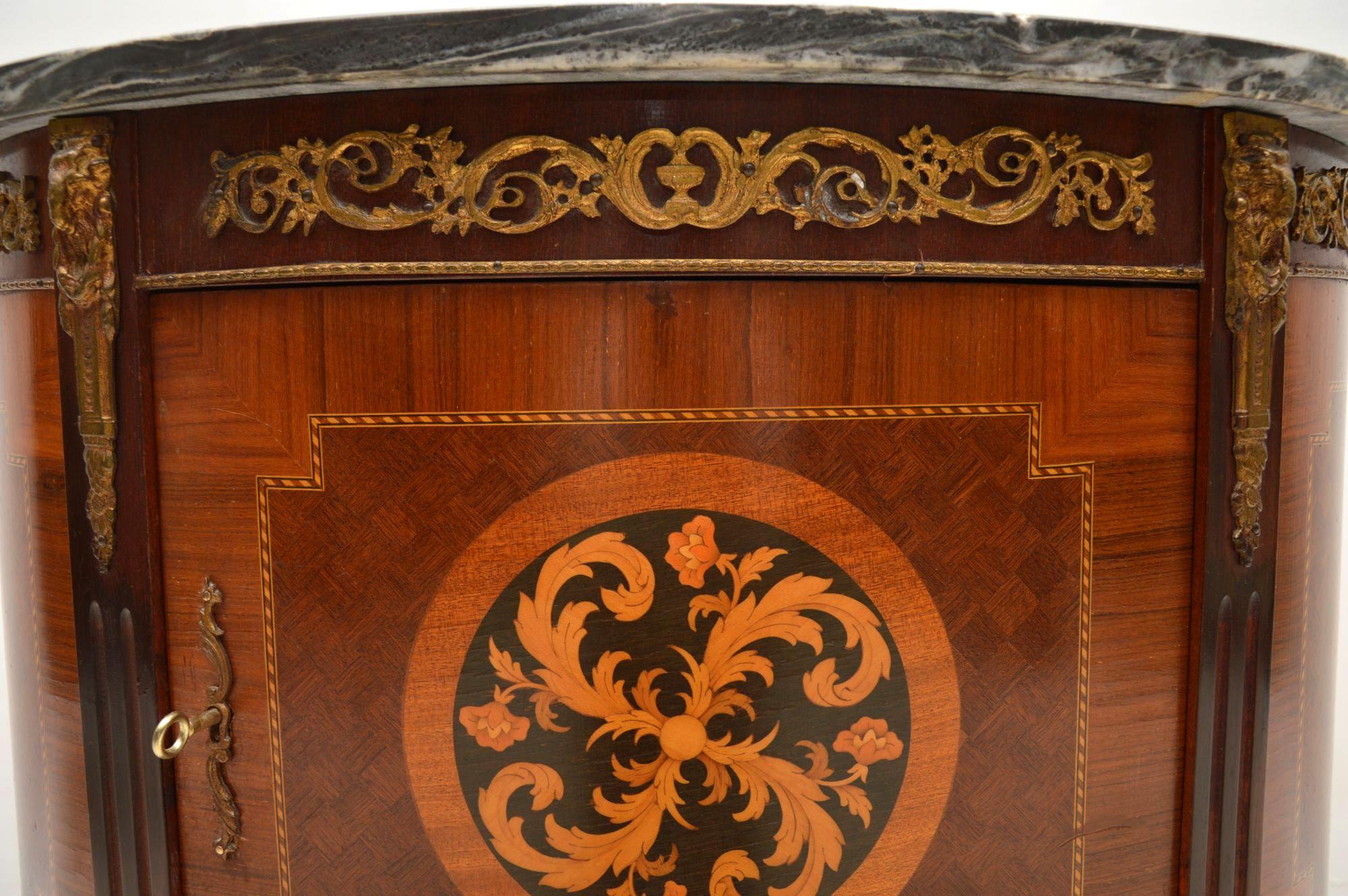 Antique French Inlaid Marble Top Cabinet 1