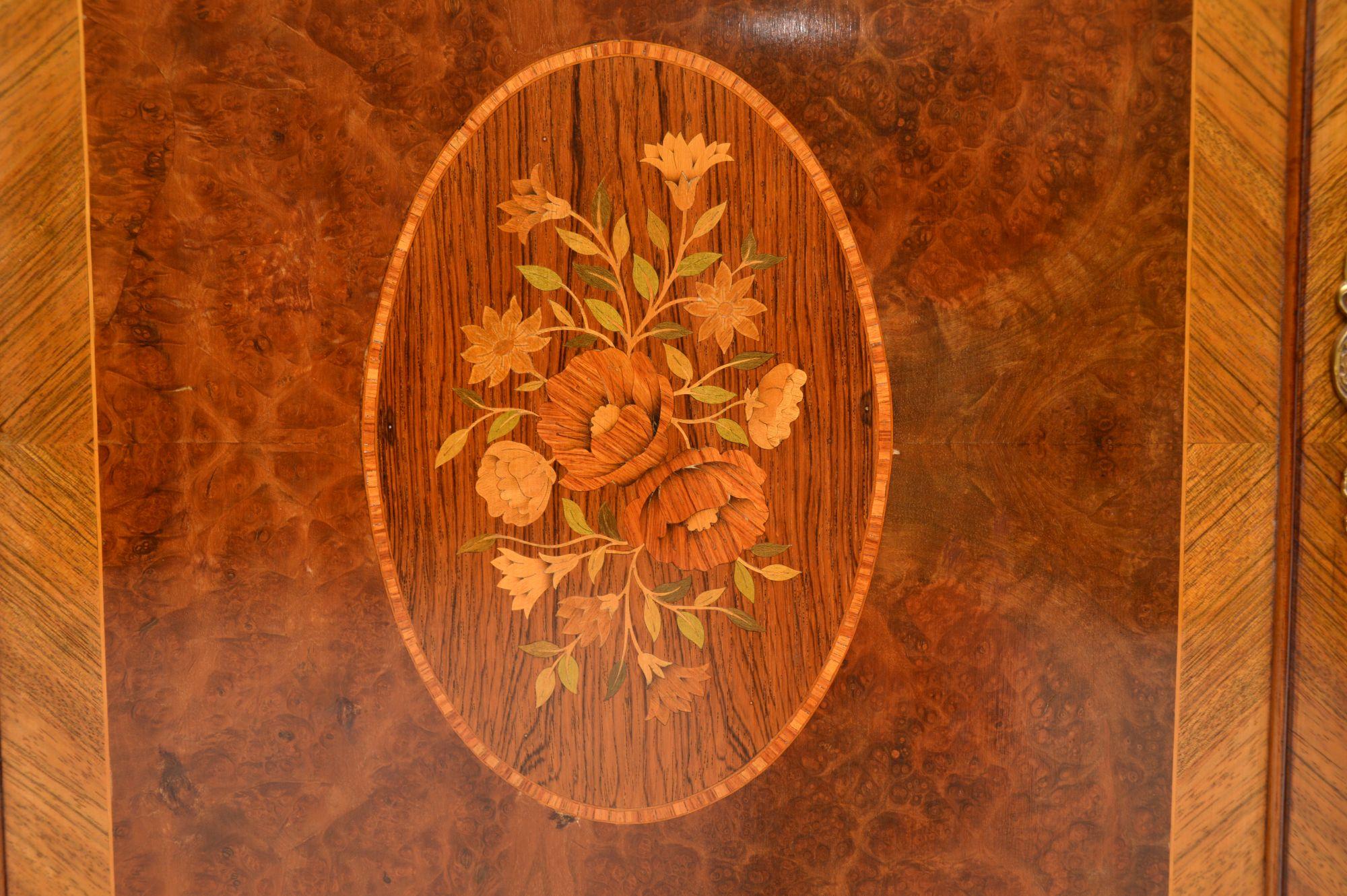 Antique French Inlaid Marble Top Cabinet 1