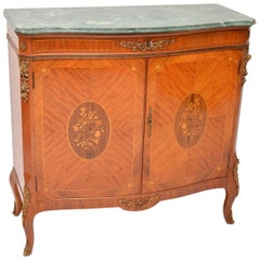 Antique French Inlaid Marble Top Cabinet