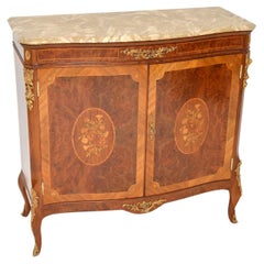 Antique French Inlaid Marble Top Cabinet
