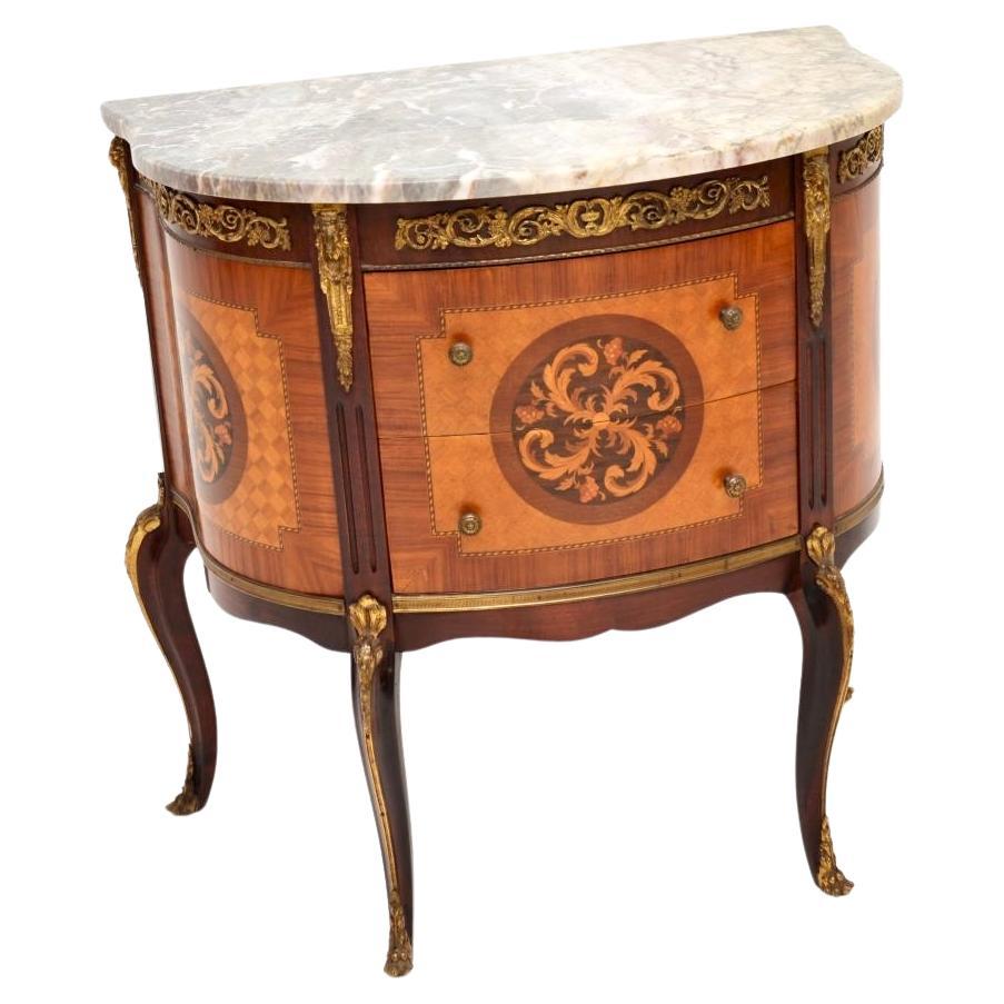 French Inlay Antique French Inlaid Marble Top Cabinet For Sale at 1stDibs