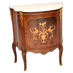 Vintage French Inlaid Marble Top Cabinet