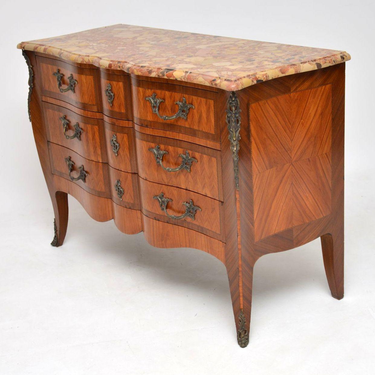 Antique French Inlaid Marble-Top Secretaire Commode 2