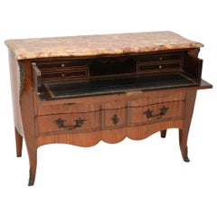 Antique French Inlaid Marble-Top Secretaire Commode