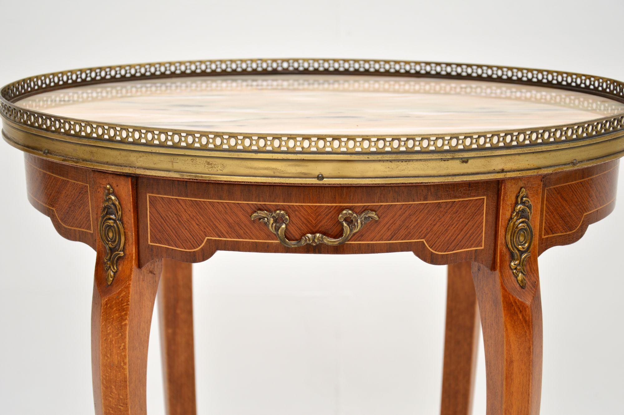 Antique French Inlaid Marble Top Side Table For Sale 3