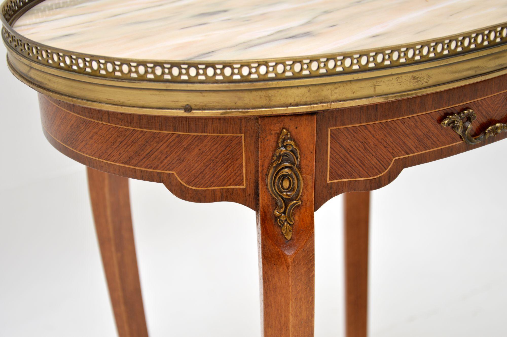 Antique French Inlaid Marble Top Side Table For Sale 4