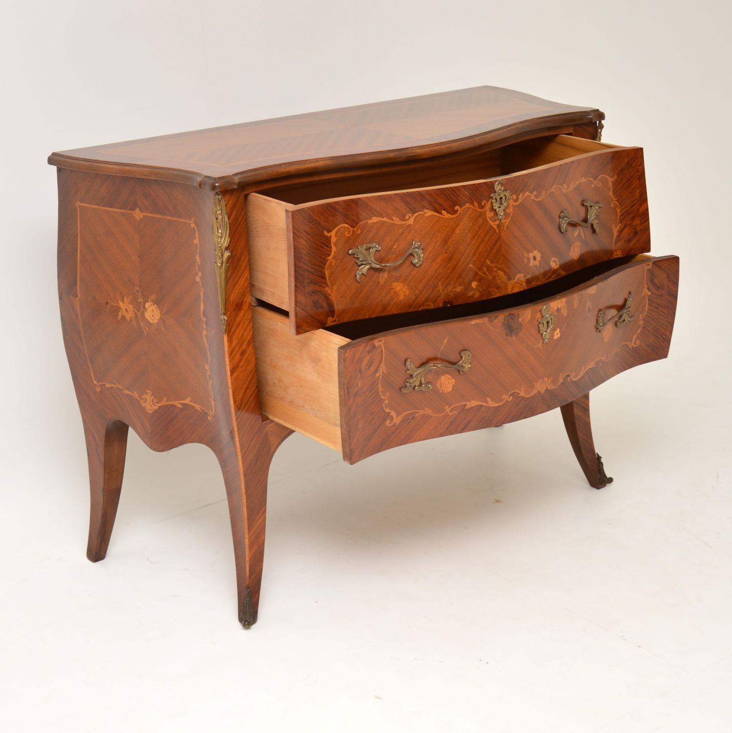 Kingwood Antique French Inlaid Marquetry Bombe Chest