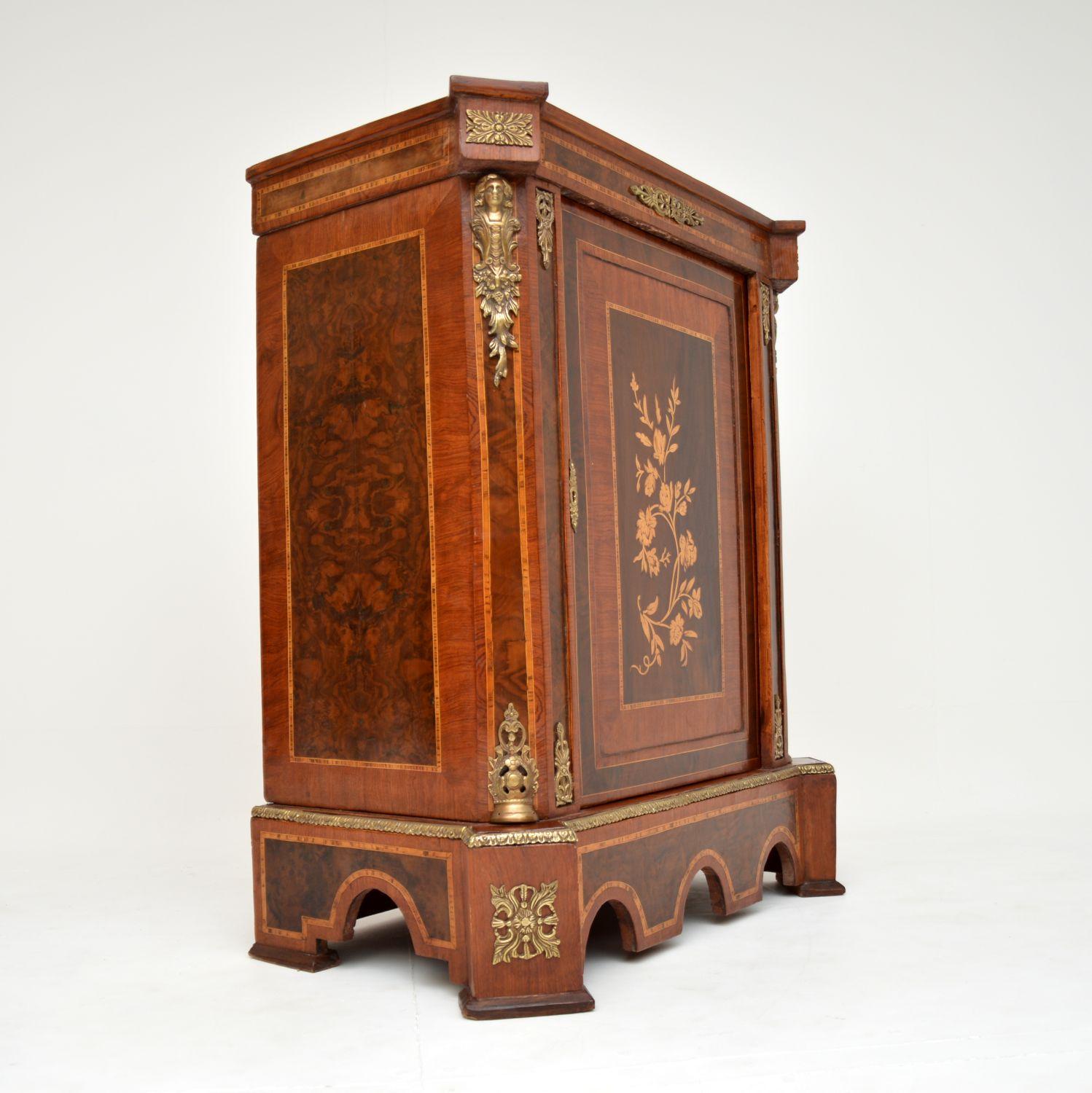 Louis XV Antique French Inlaid Marquetry Cabinet For Sale
