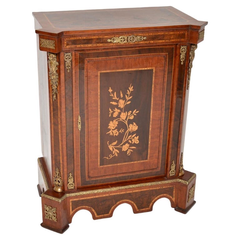 French Inlay Antique French Inlaid Marquetry Cabinet For Sale at 1stDibs