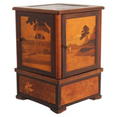 Antique French Caja de Marquetería para Cigarros 1900 Armario para Cigarros Decoración de Escritorio