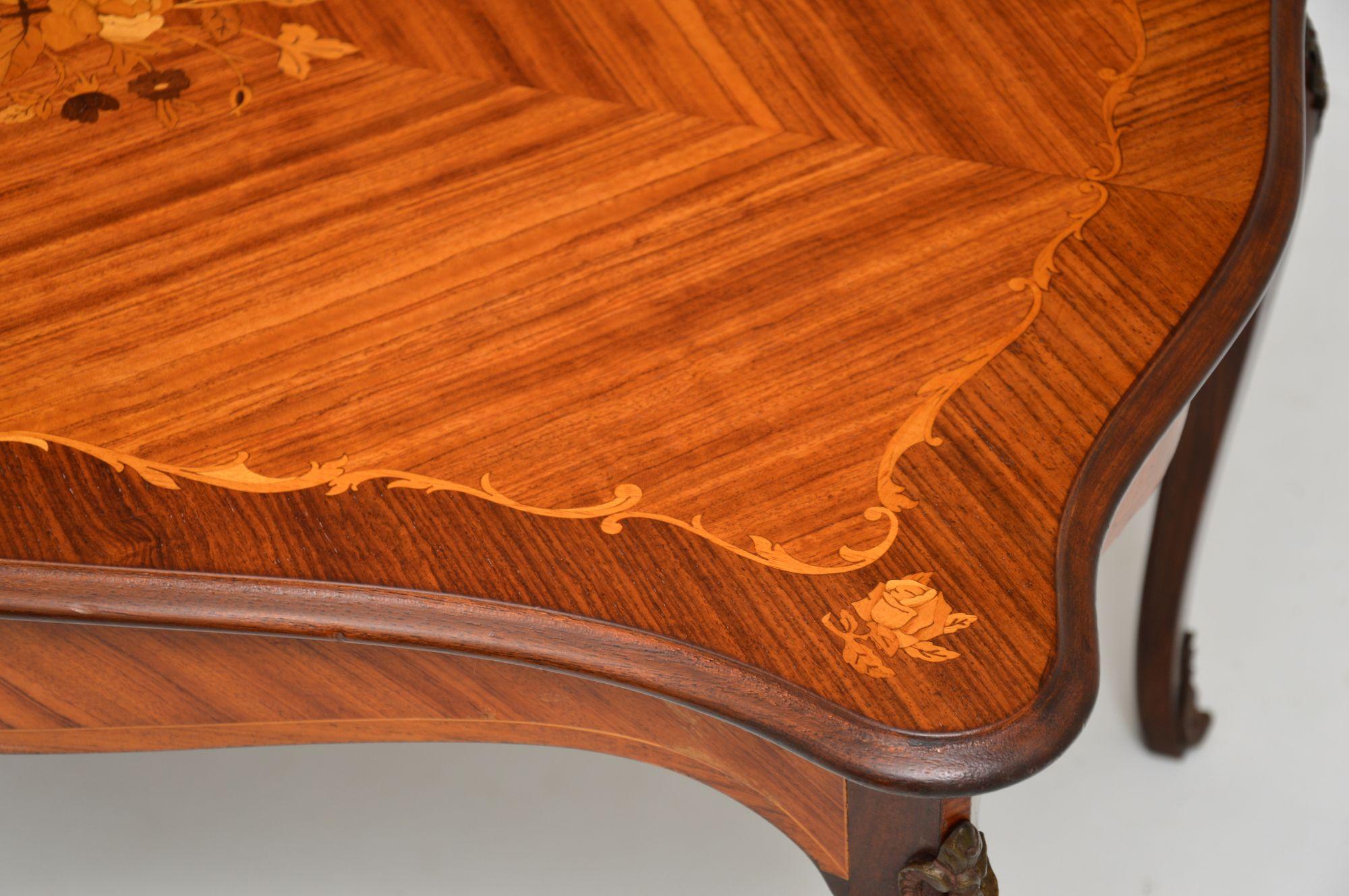 Wood Antique French Inlaid Marquetry Coffee Table