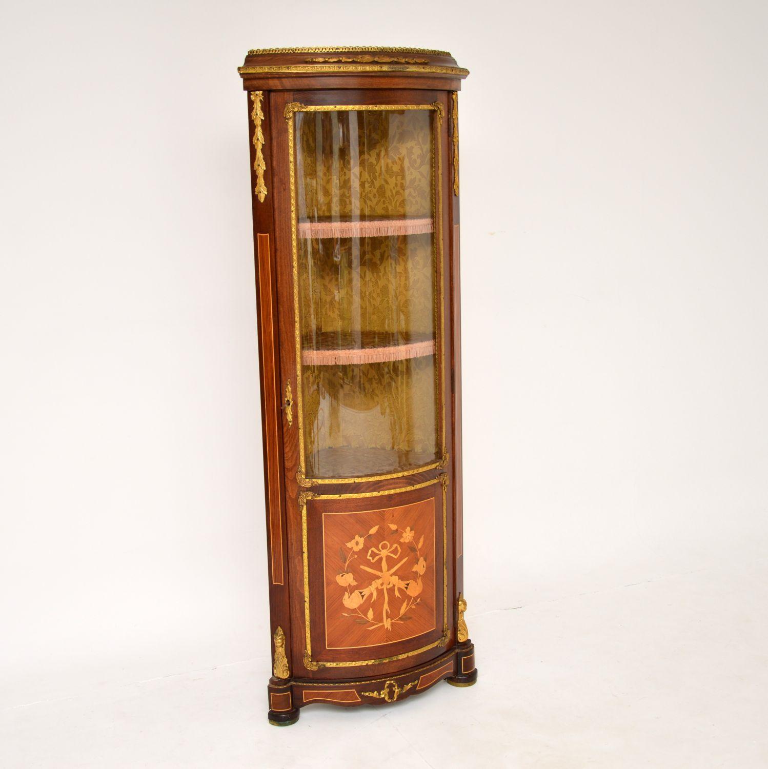 Louis XV Antique French Inlaid Marquetry Corner Cabinet