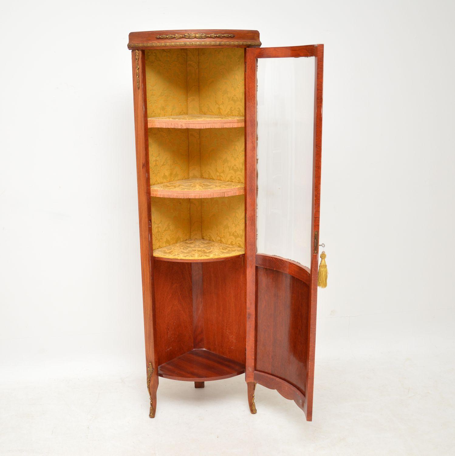 Mid-20th Century Antique French Inlaid Marquetry Corner Cabinet
