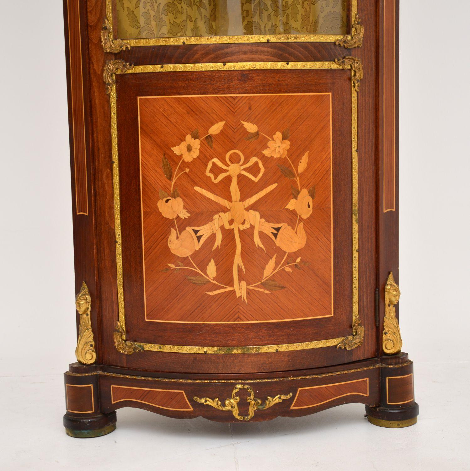 Wood Antique French Inlaid Marquetry Corner Cabinet