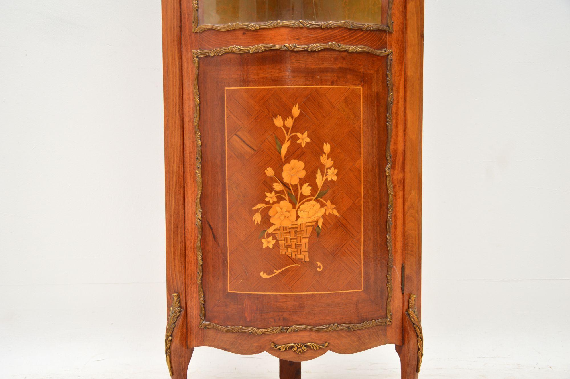 Kingwood Antique French Inlaid Marquetry Corner Cabinet