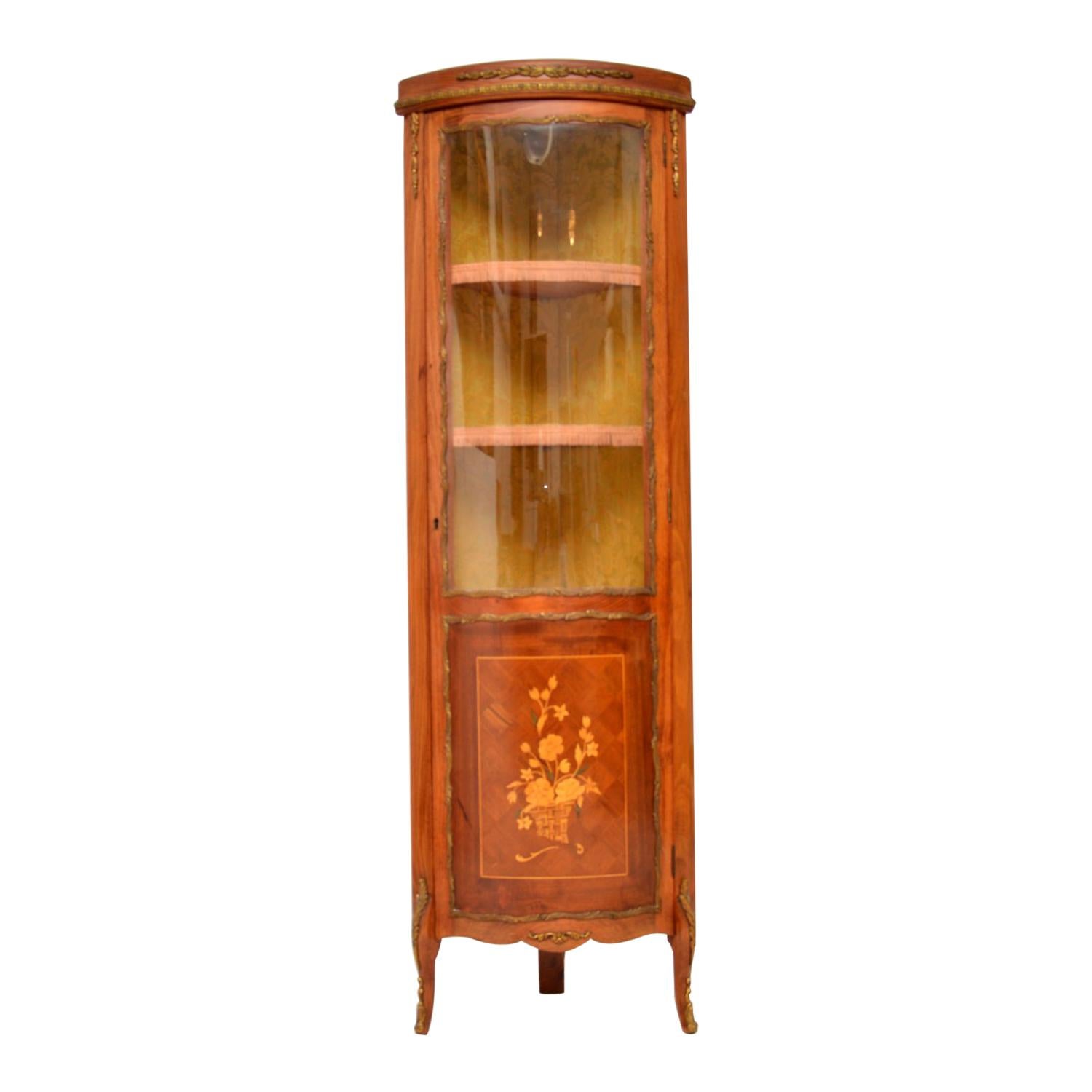 Antique French Inlaid Marquetry Corner Cabinet