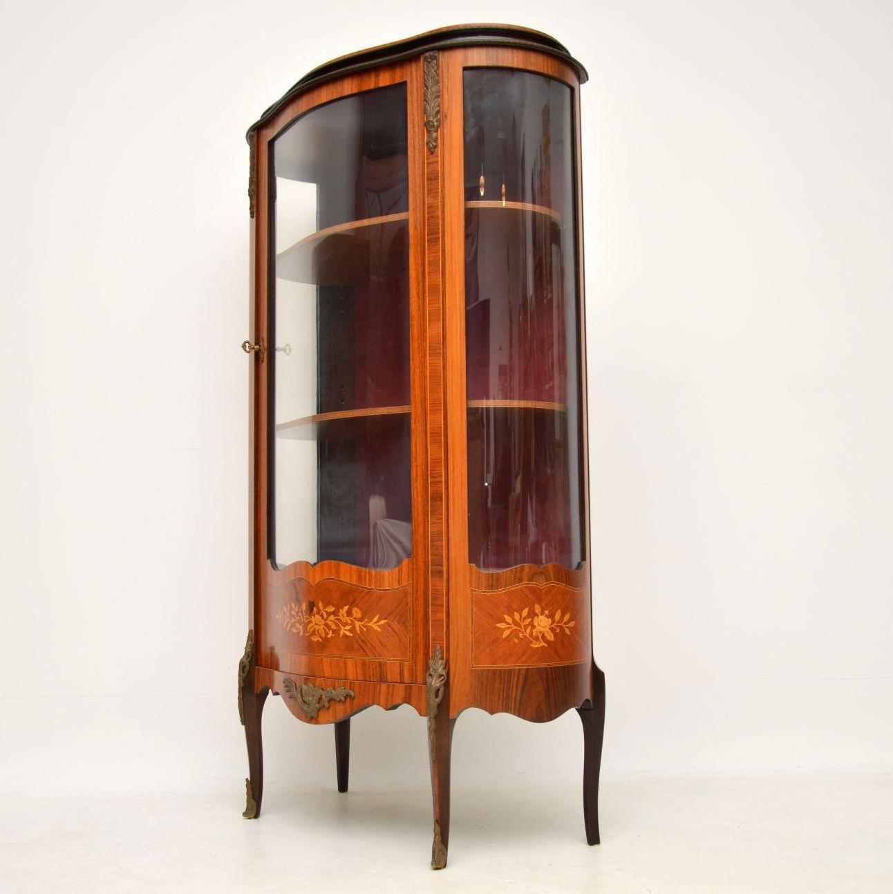 Antique French Inlaid Marquetry Display Cabinet 6