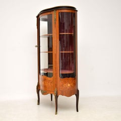 Antique French Inlaid Marquetry Display Cabinet