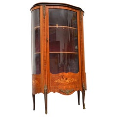 Vintage French Inlaid Marquetry Display Cabinet