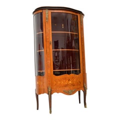 Antique French Inlaid Marquetry Display Cabinet