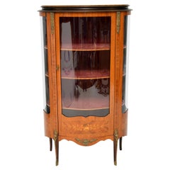 Vintage French Inlaid Marquetry Display Cabinet