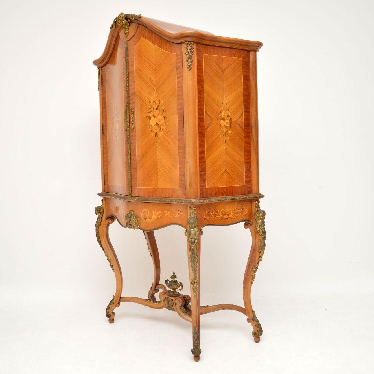 Antique French Inlaid Marquetry Drinks Cabinet In Good Condition In London, GB