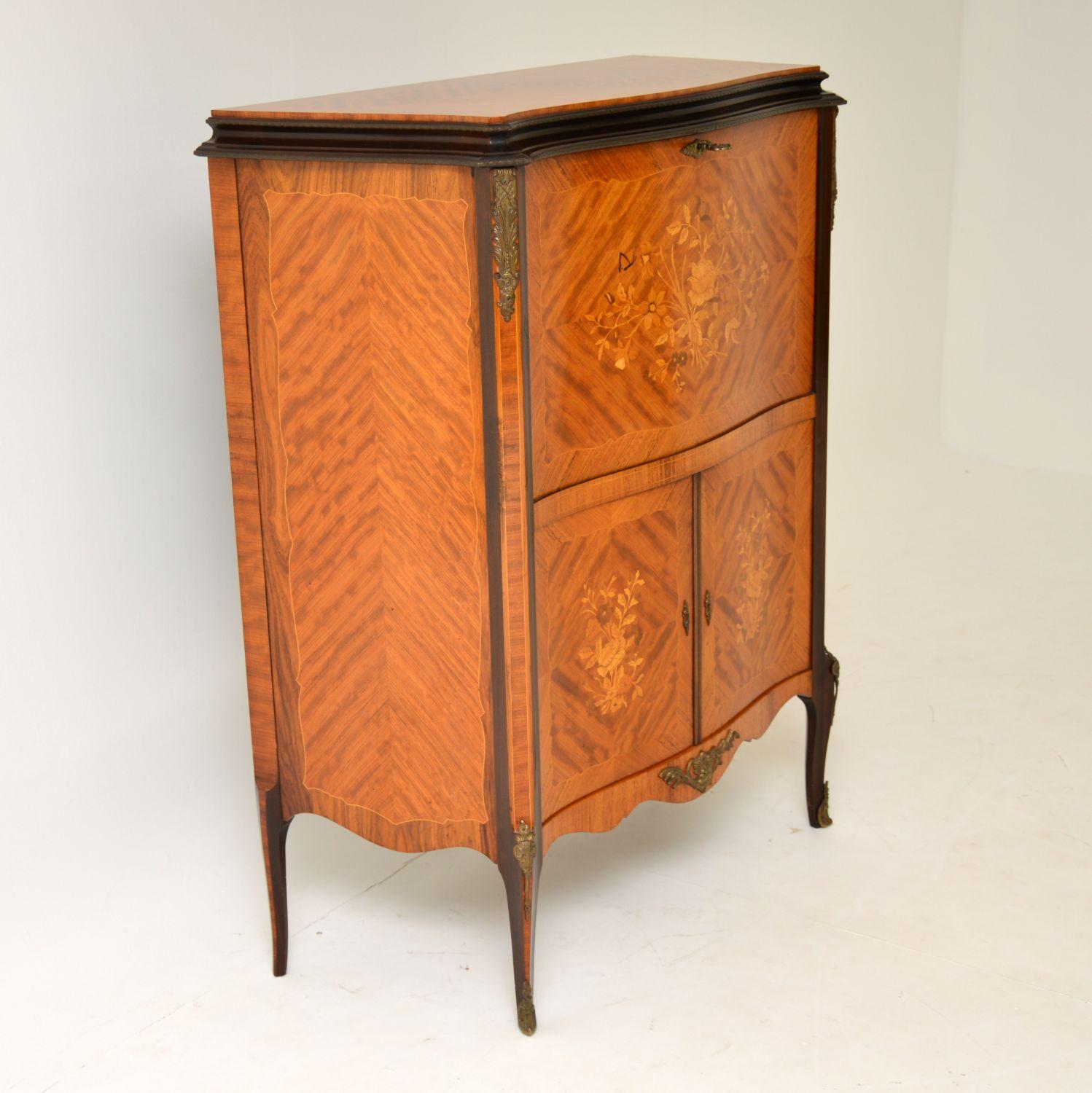 Kingwood Antique French Inlaid Marquetry Drinks Cabinet