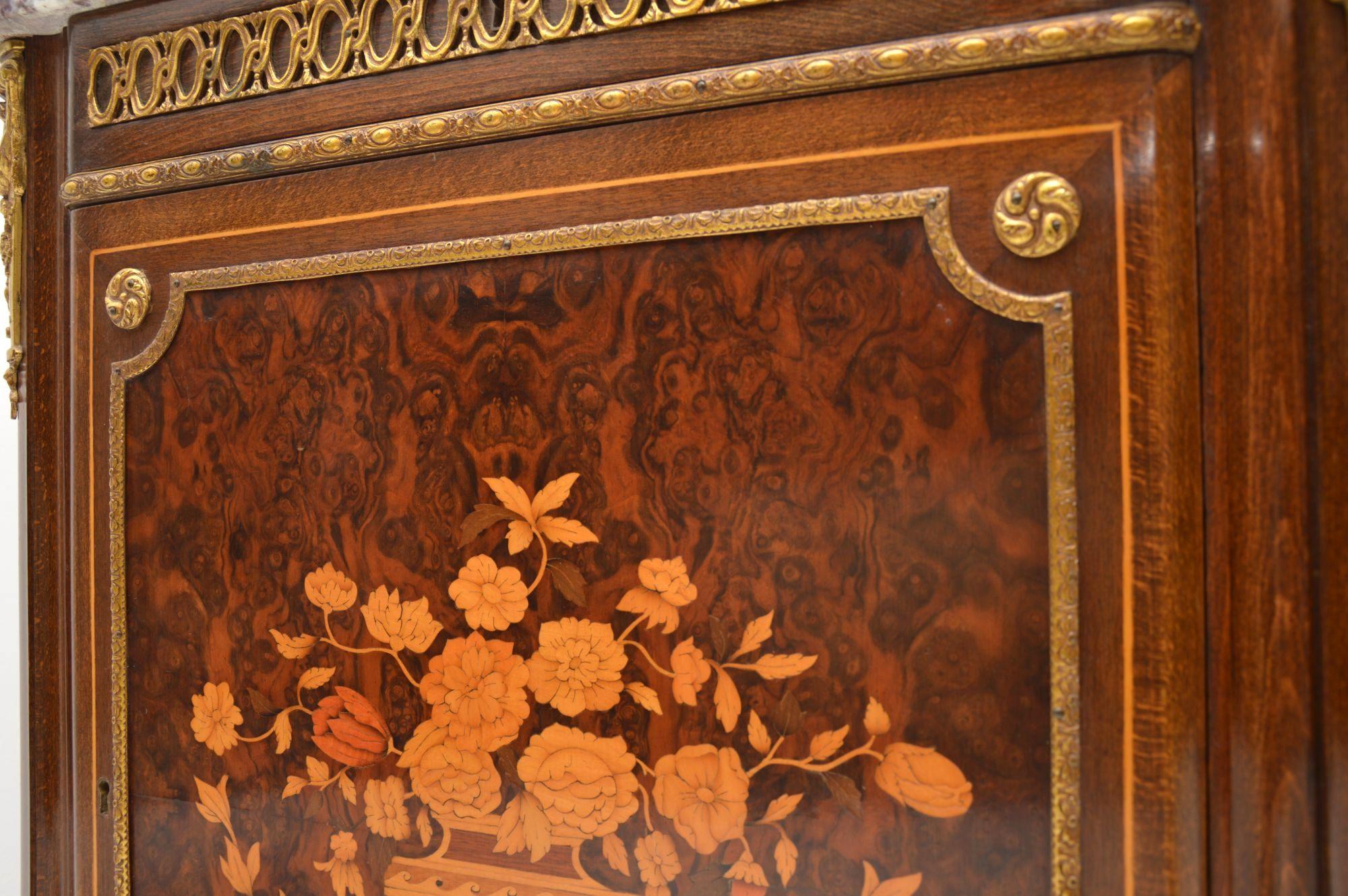 Antique French Inlaid Marquetry Marble-Top Cabinet 6