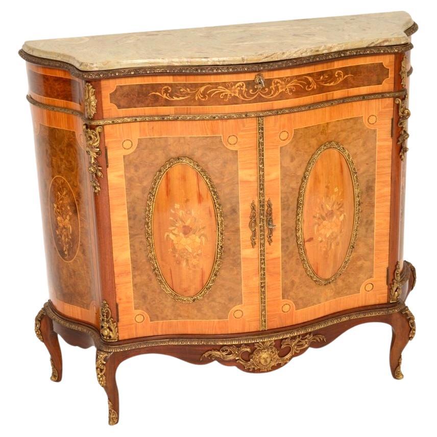 Antique French Inlaid Marquetry Marble Top Cabinet
