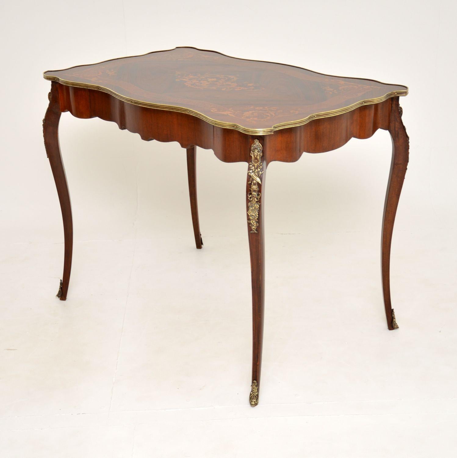 Louis XV Antique French Inlaid Marquetry Writing Table / Desk