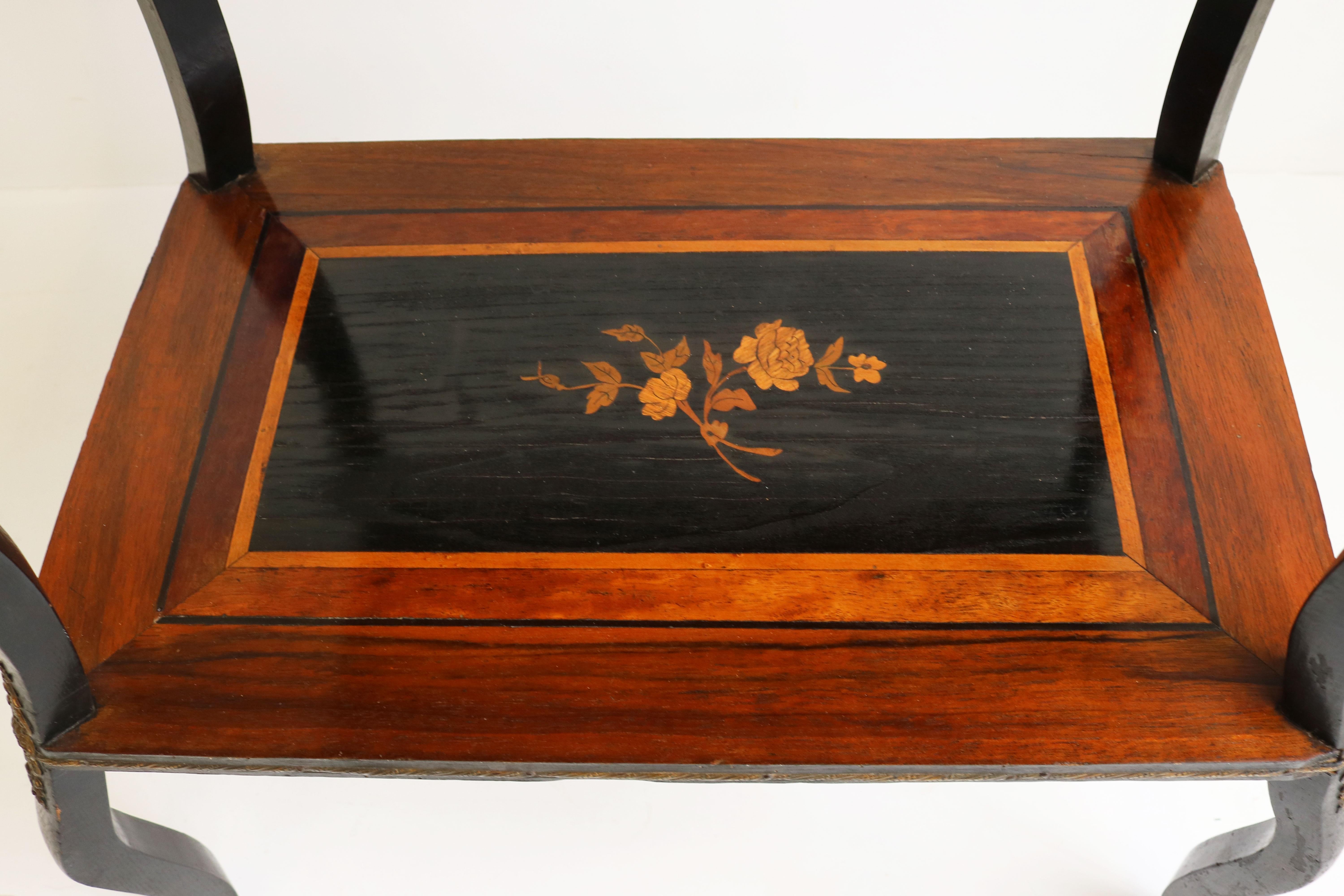 Antique French Inlaid Napoleon III Side Table / Vanity 19th Century Marquetry For Sale 3