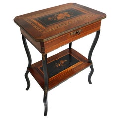 Antique French Inlaid Napoleon III Side Table / Vanity 19th Century Marquetería