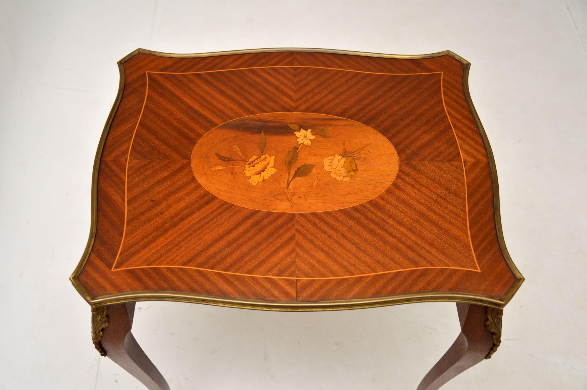 Brass Antique French Inlaid Nest of Tables For Sale