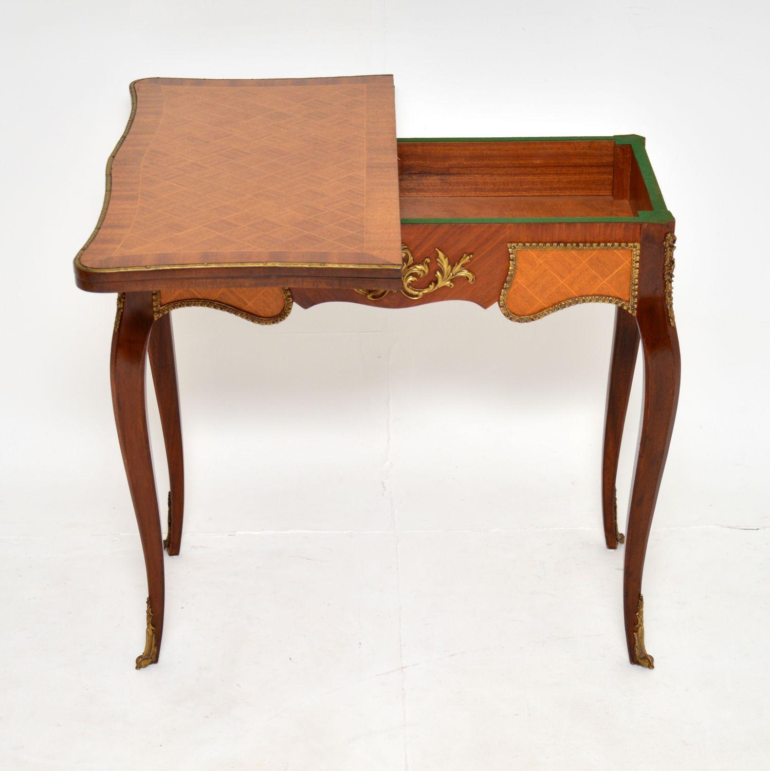 Louis XV Antique French Inlaid Parquetry Card Table