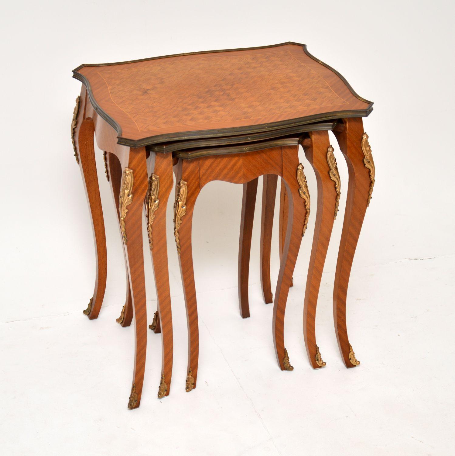 Gilt Antique French Inlaid Nest of Tables For Sale