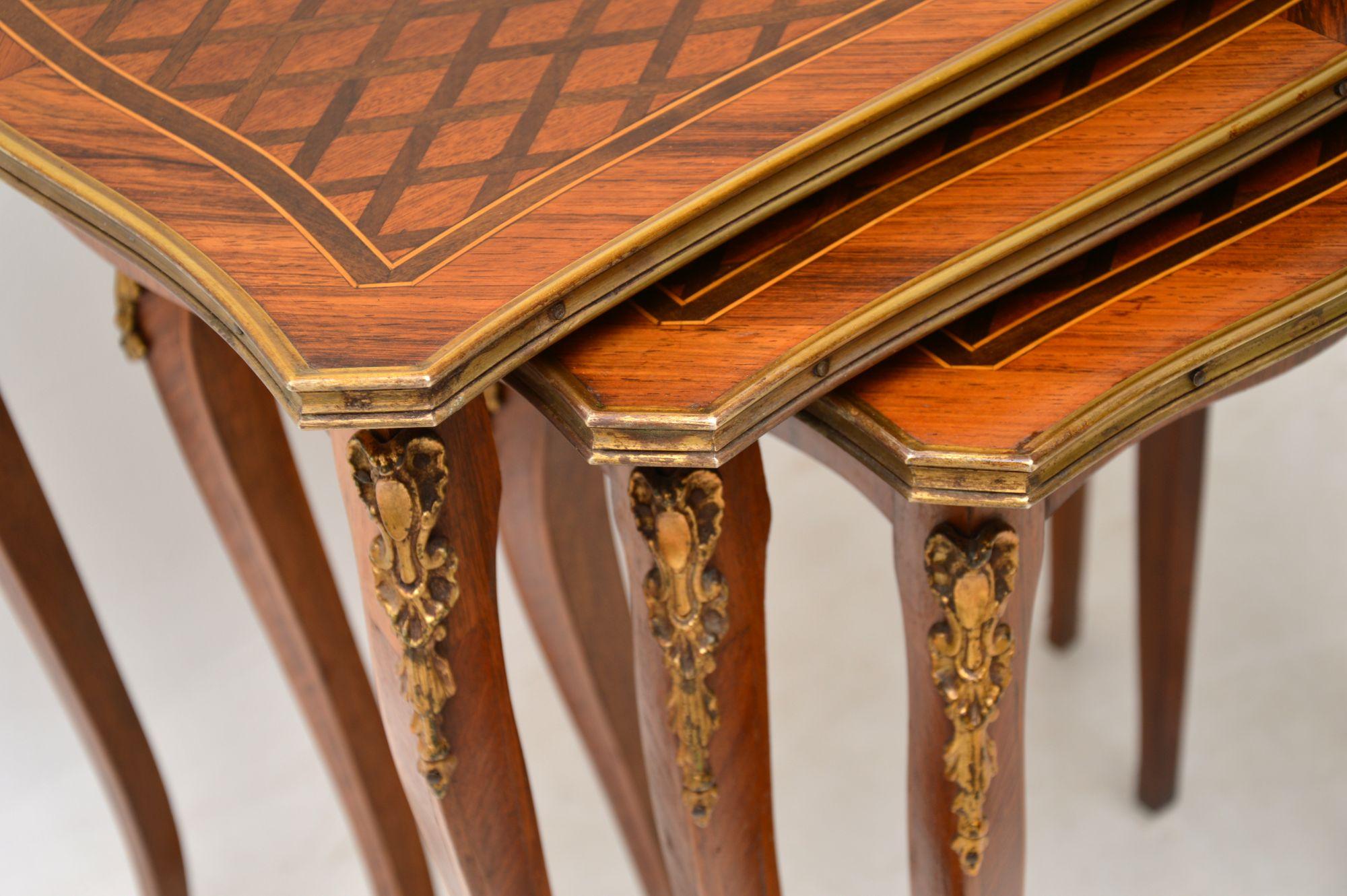 Louis XV Antique French Inlaid Parquetry Nest of Tables