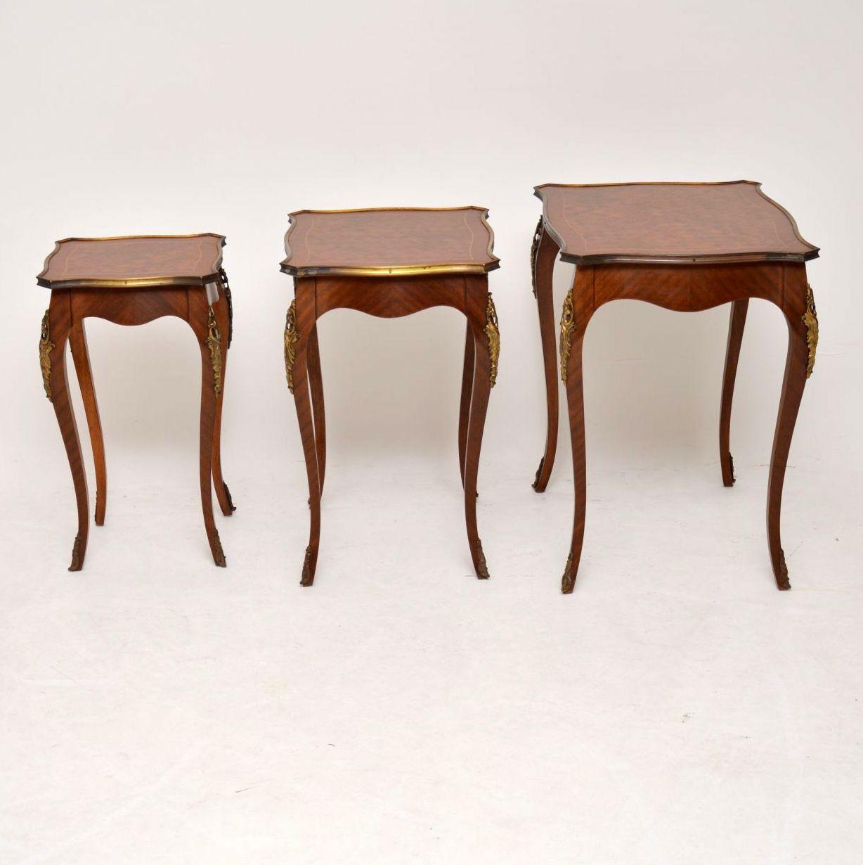 Early 20th Century Antique French Inlaid Parquetry Nest of Tables