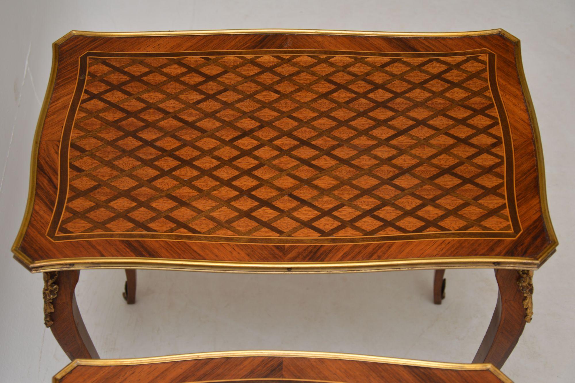 Antique French Inlaid Parquetry Nest of Tables 1