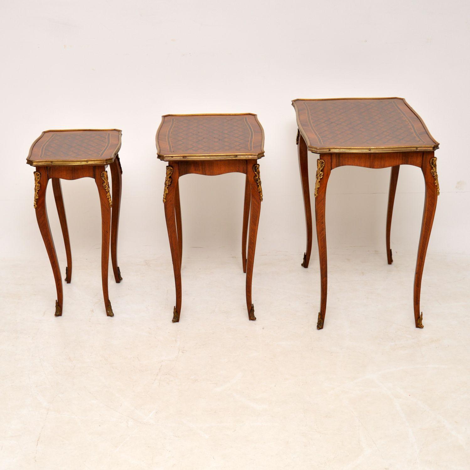 Antique French Inlaid Parquetry Nest of Tables 2