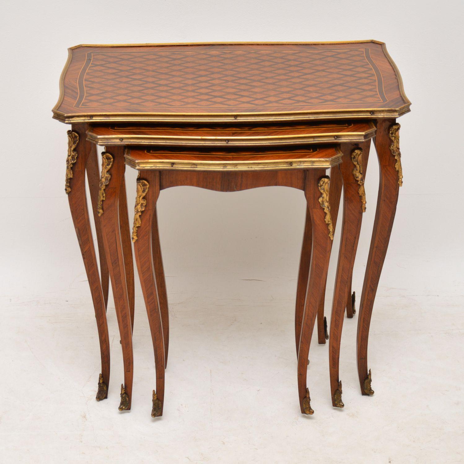 Antique French Inlaid Parquetry Nest of Tables 3