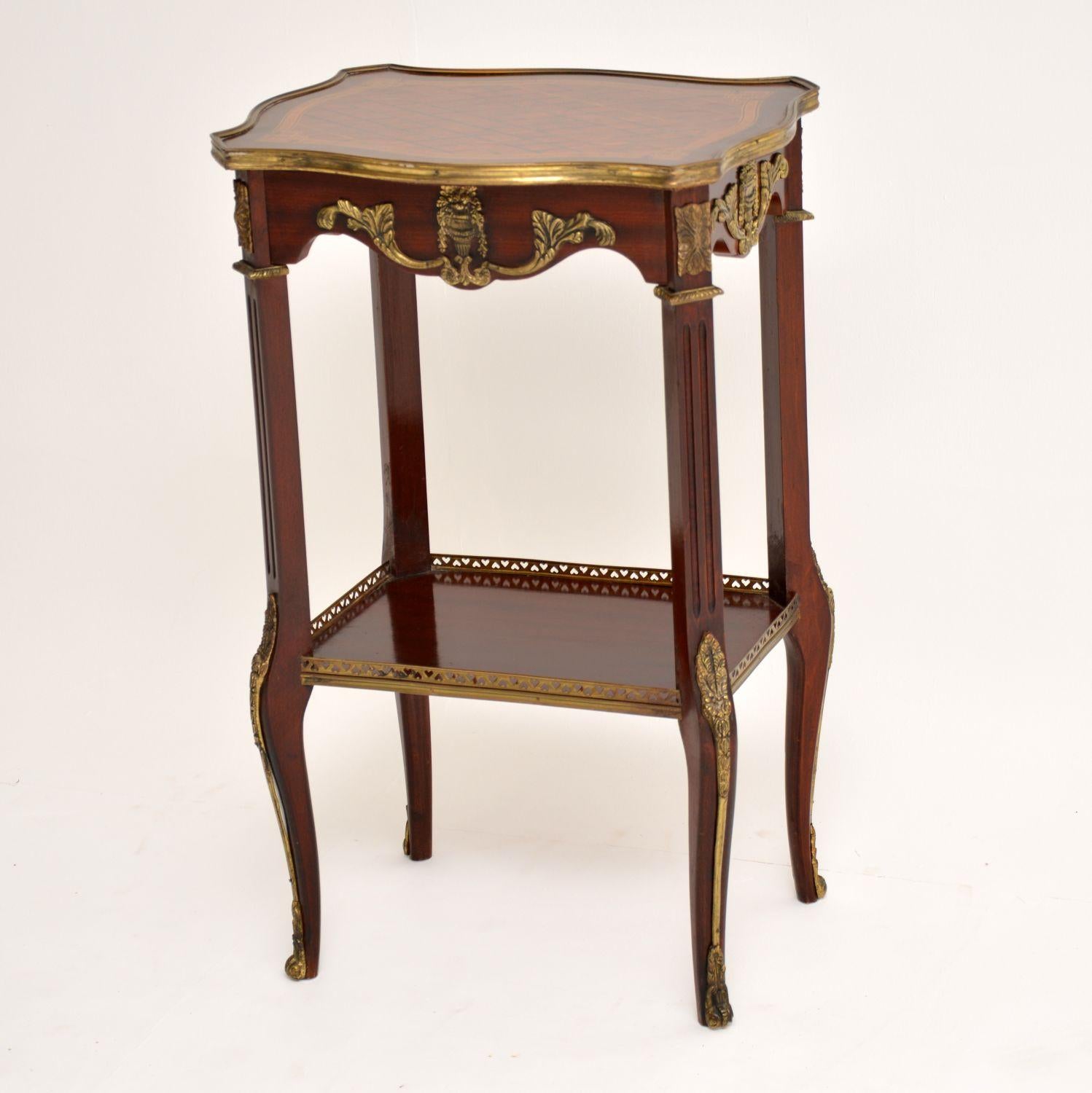 Louis XV Antique French Inlaid Parquetry Side Table