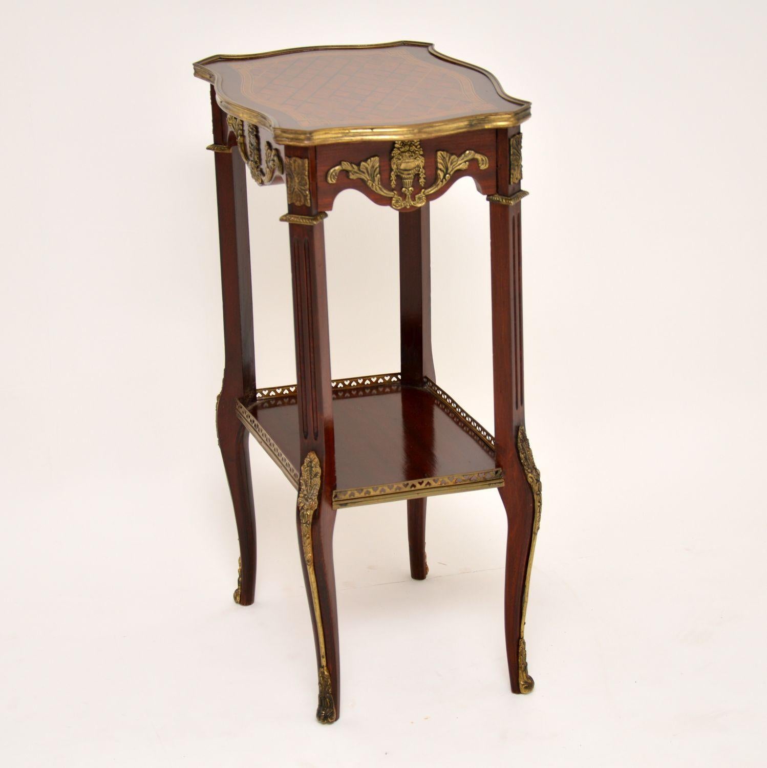 Gilt Antique French Inlaid Parquetry Side Table