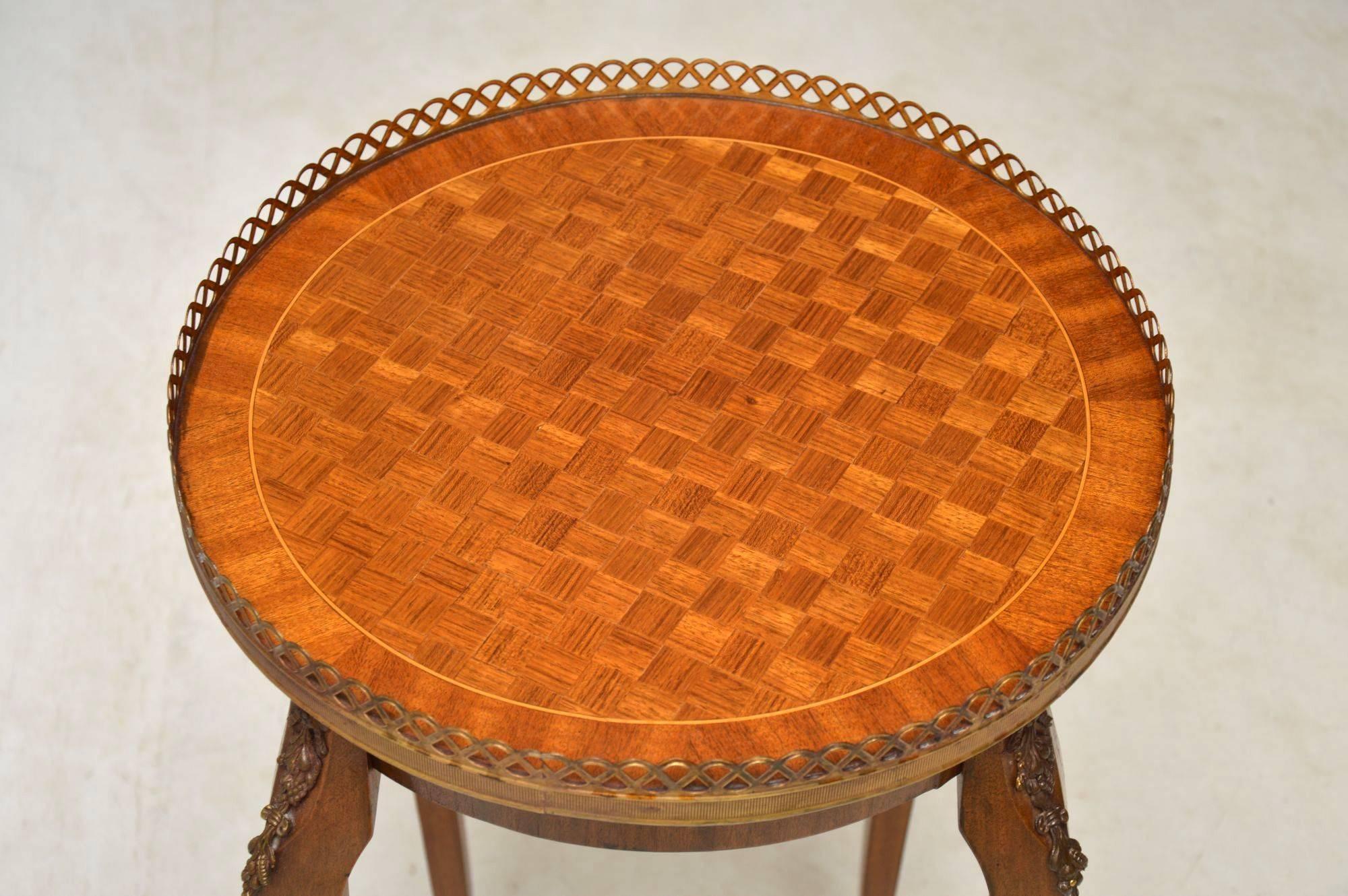 Wood Antique French Inlaid Parquetry Side Table
