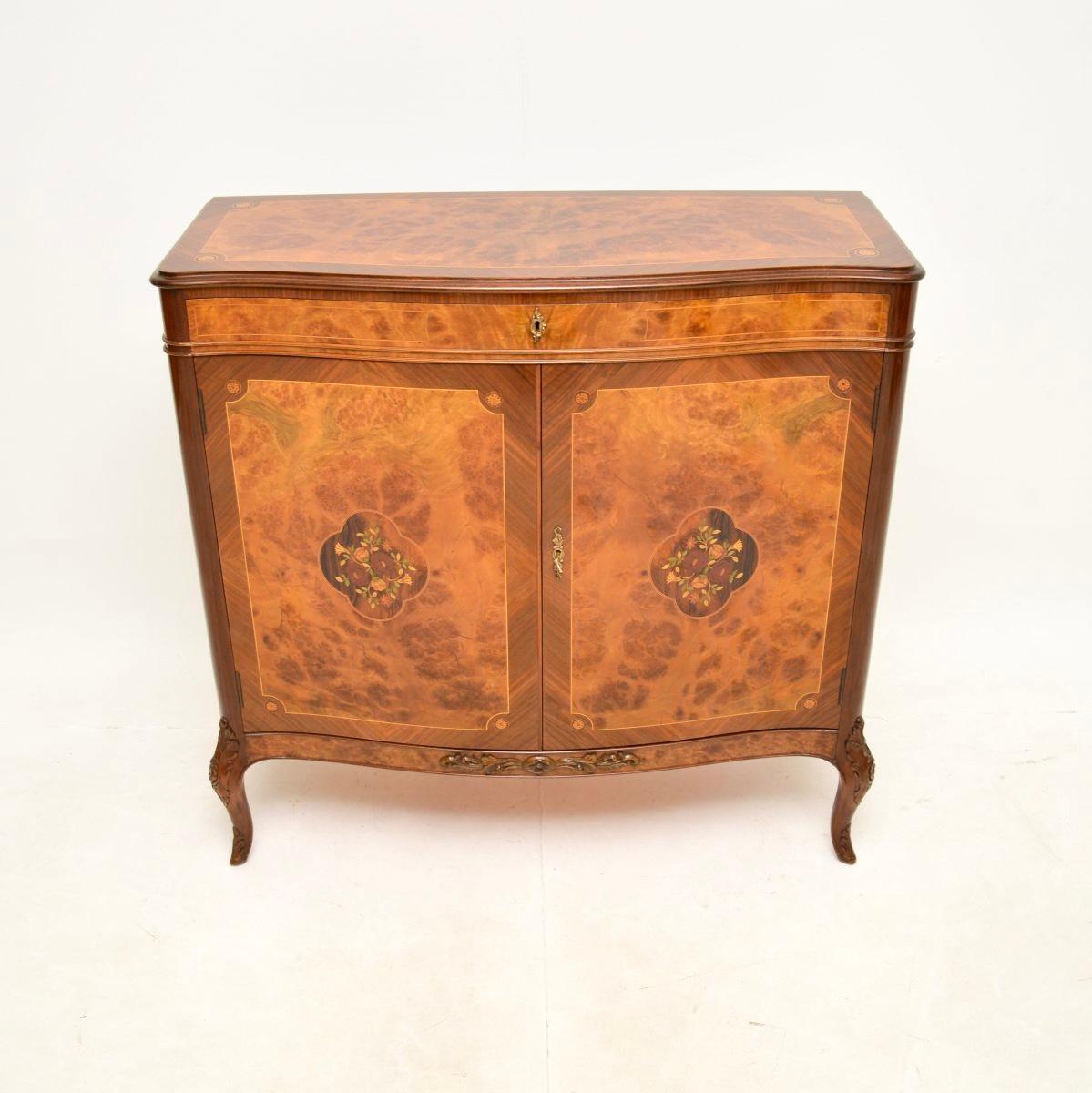 Louis XV Antique French Inlaid Walnut Cabinet For Sale