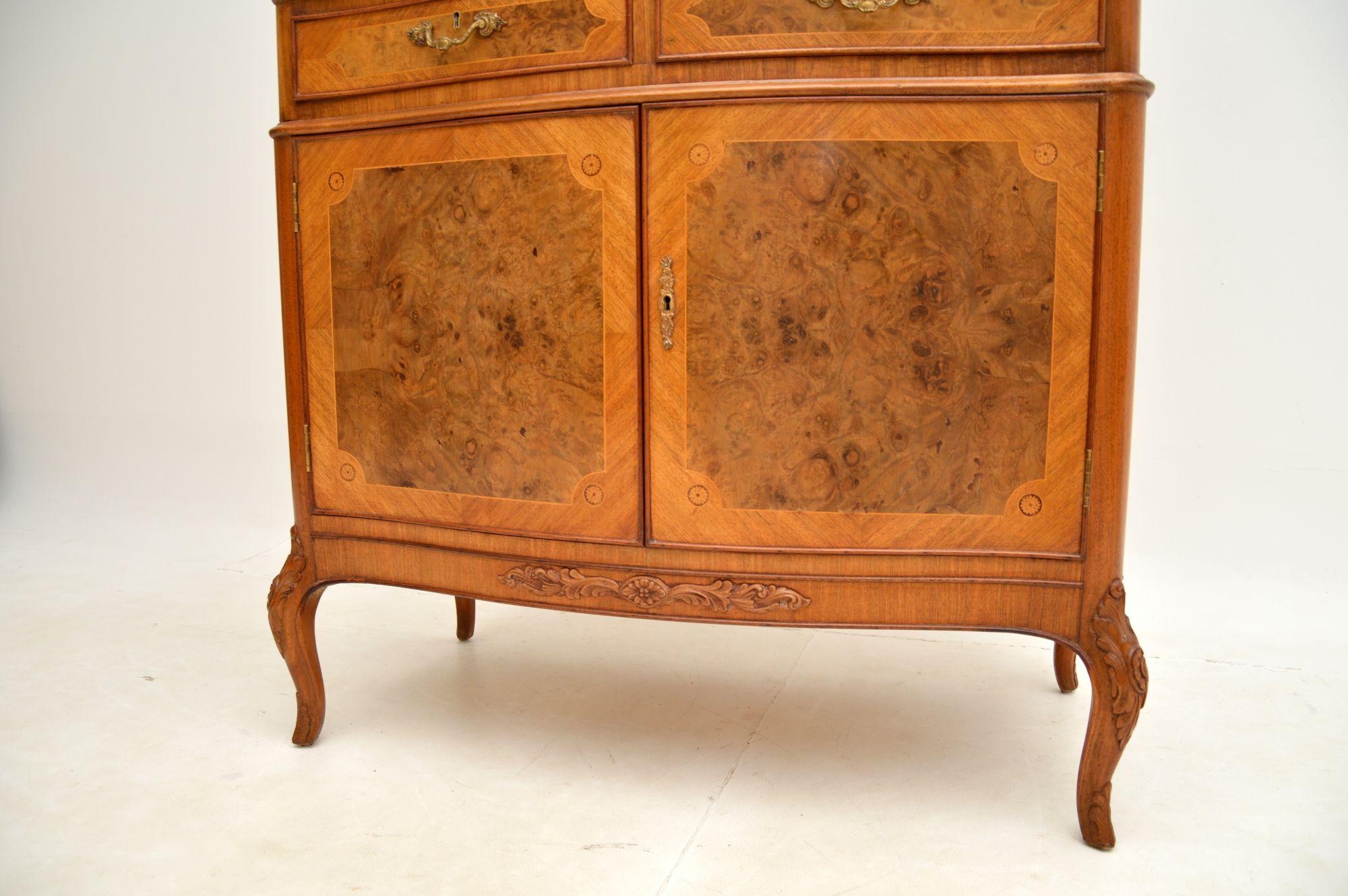Antique French Inlaid Walnut Cocktail Drinks Cabinet For Sale 3