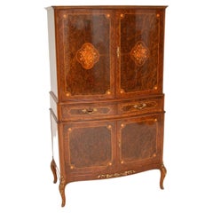Antique French Inlaid Walnut Cocktail Drinks Cabinet