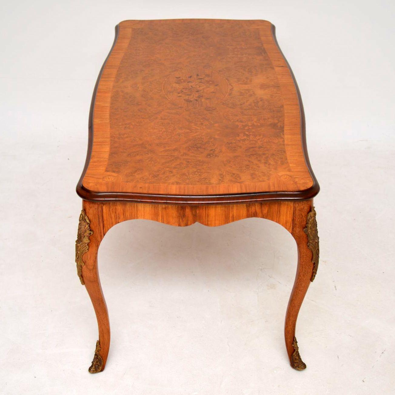 Antique French Inlaid Walnut Coffee Table 7