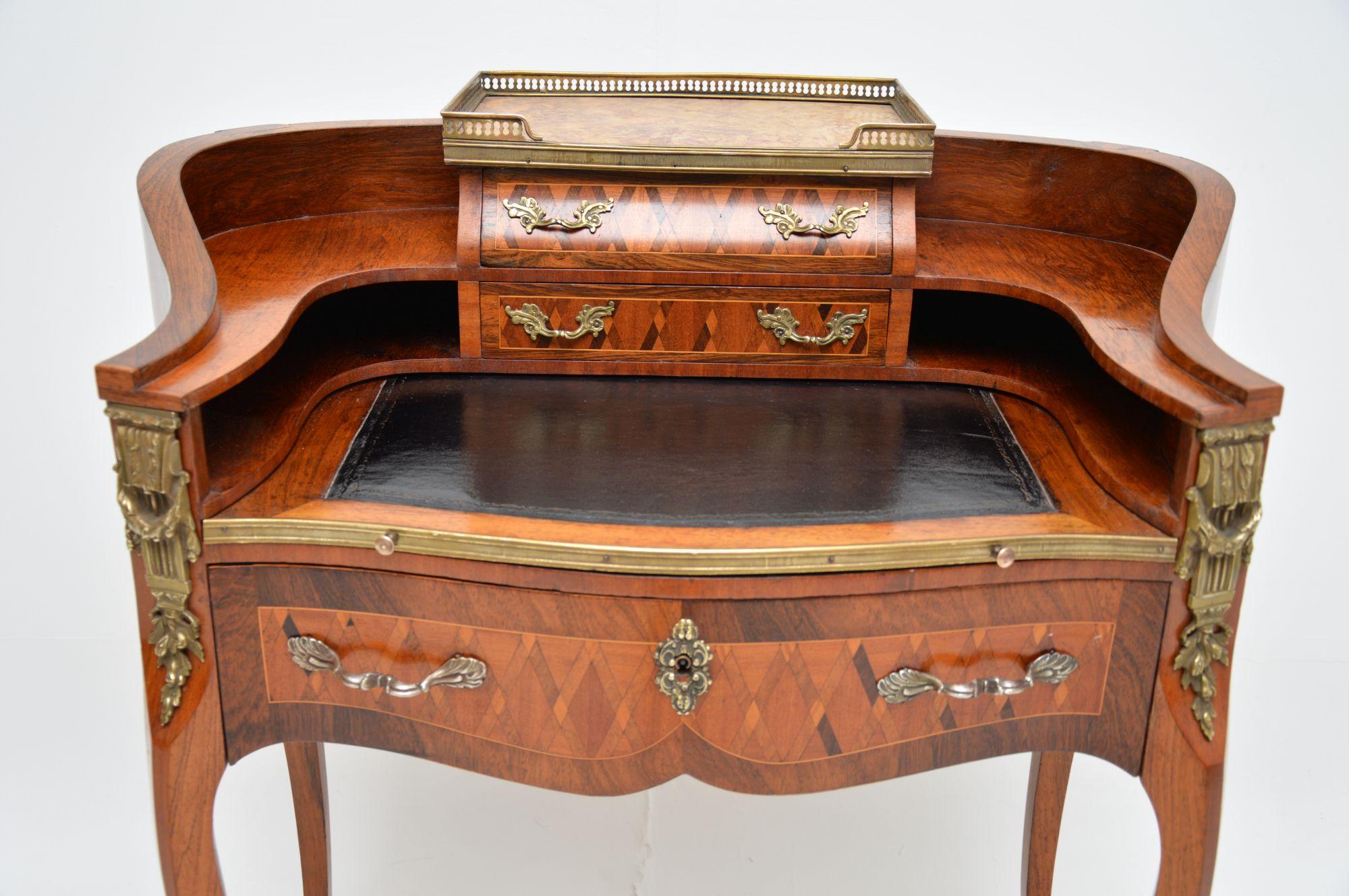 Antique French Inlaid Walnut Escritoire Writing Desk In Good Condition In London, GB