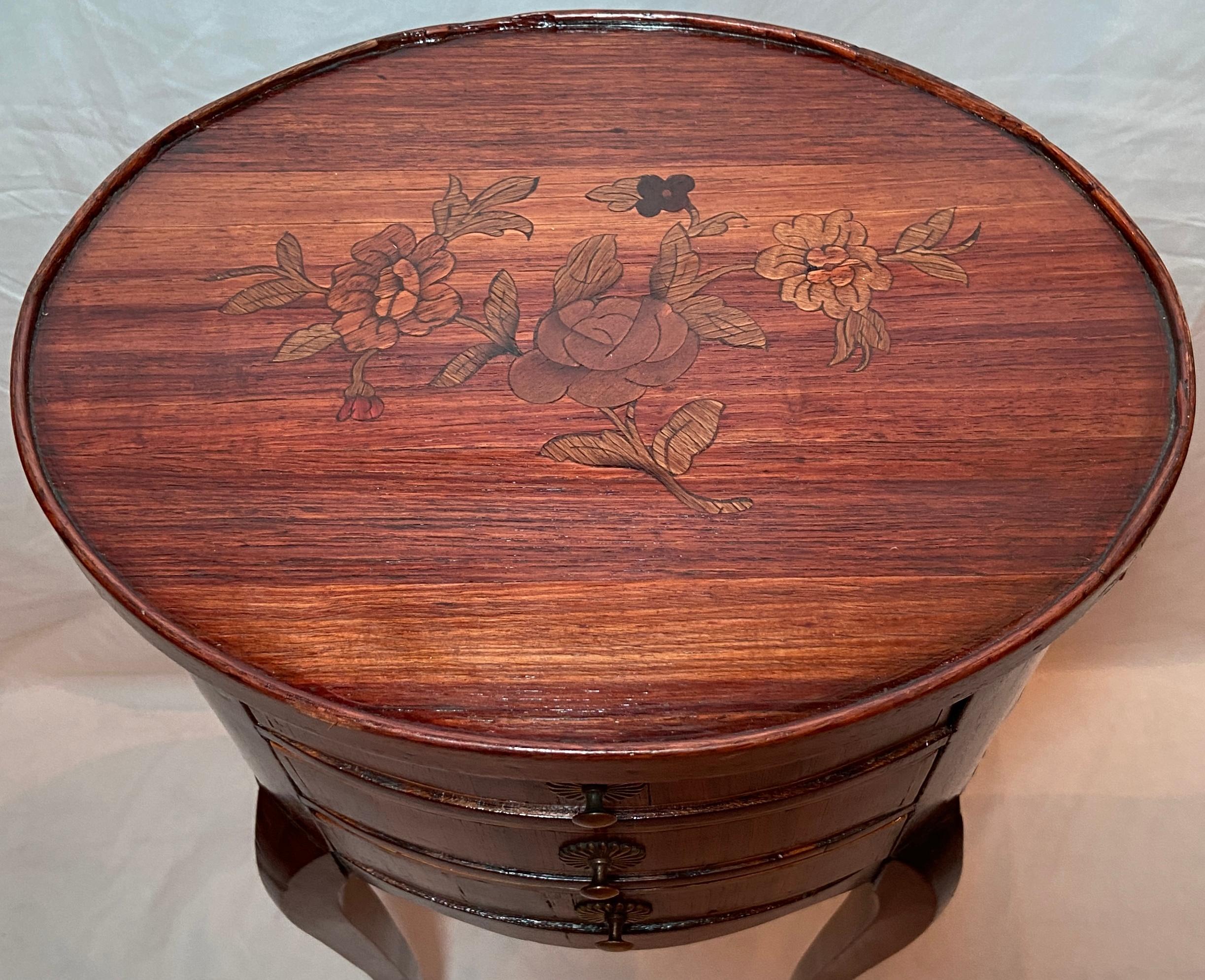 Inlay Antique French Inlaid Walnut Occasional Table, Circa 1890's.