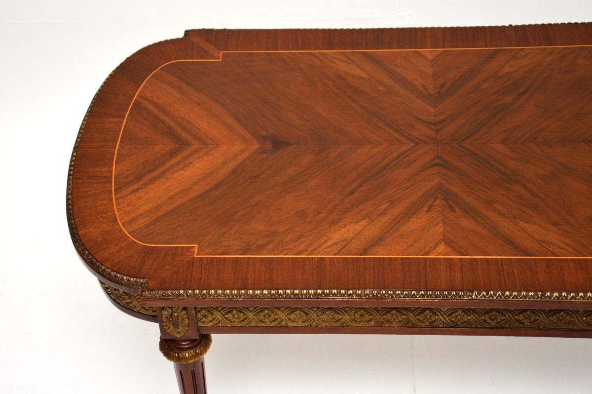 Antique French Inlaid Walnut Ormolu Mounted Coffee Table In Good Condition For Sale In London, GB